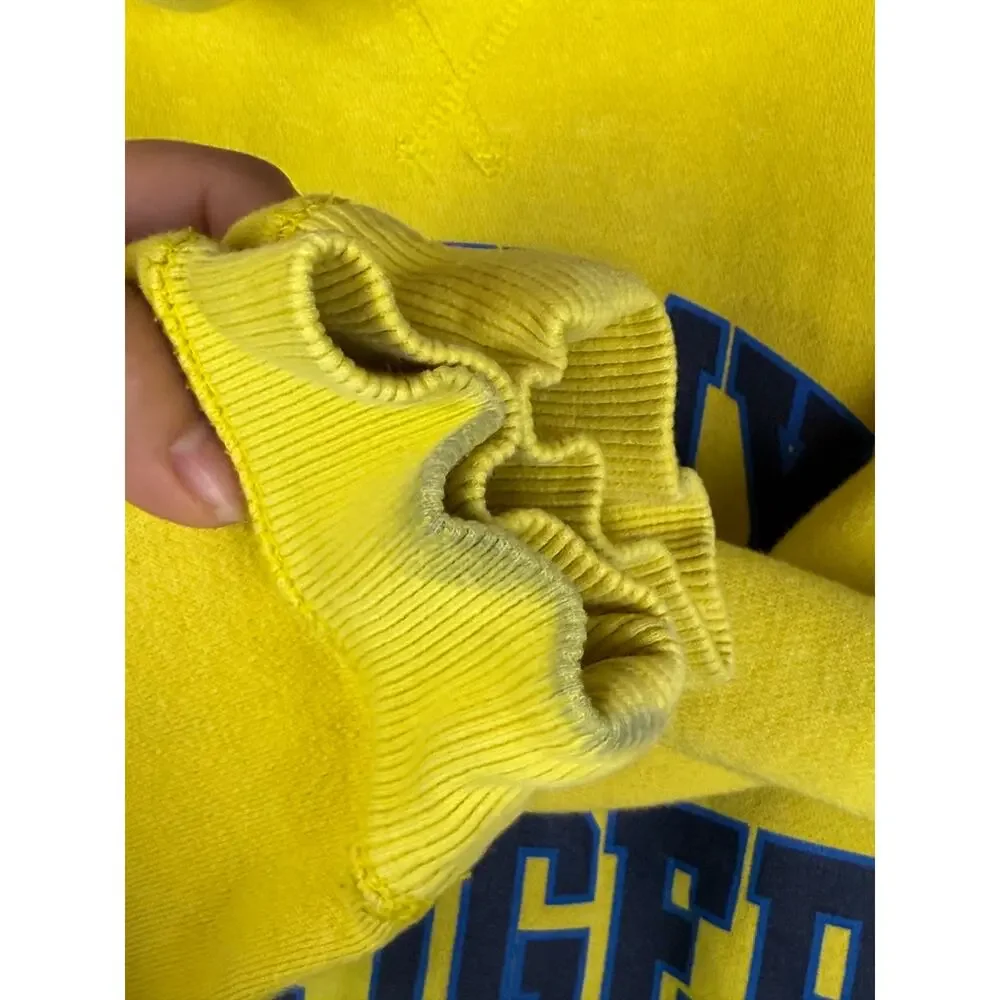 Tommy Hilfiger Tennis Logo Hoodie Fleece Yellow‎ Blue Gray Youth Medium 12/14